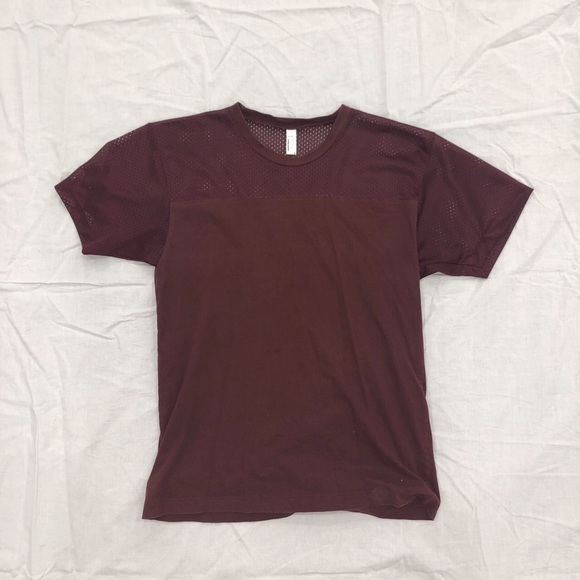 American Apparel Maroon Sports-Inspired Mesh Tee - Picture 1 of 4